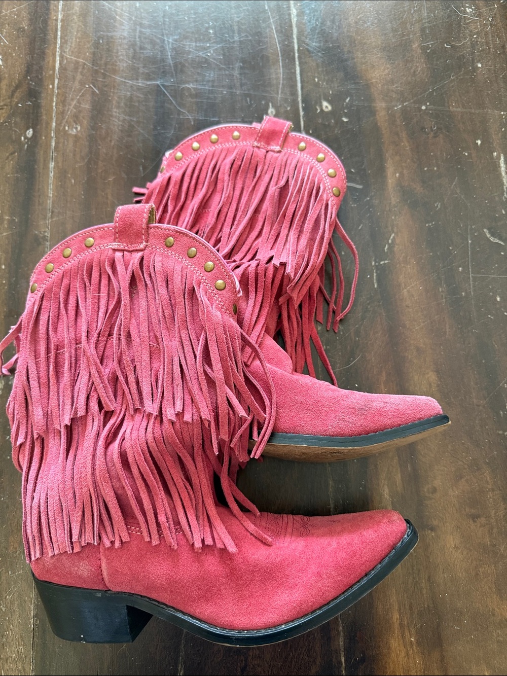 Girls' Pink Fringe Suede Western cowgirl Boots 4.5 Smoky Mountain